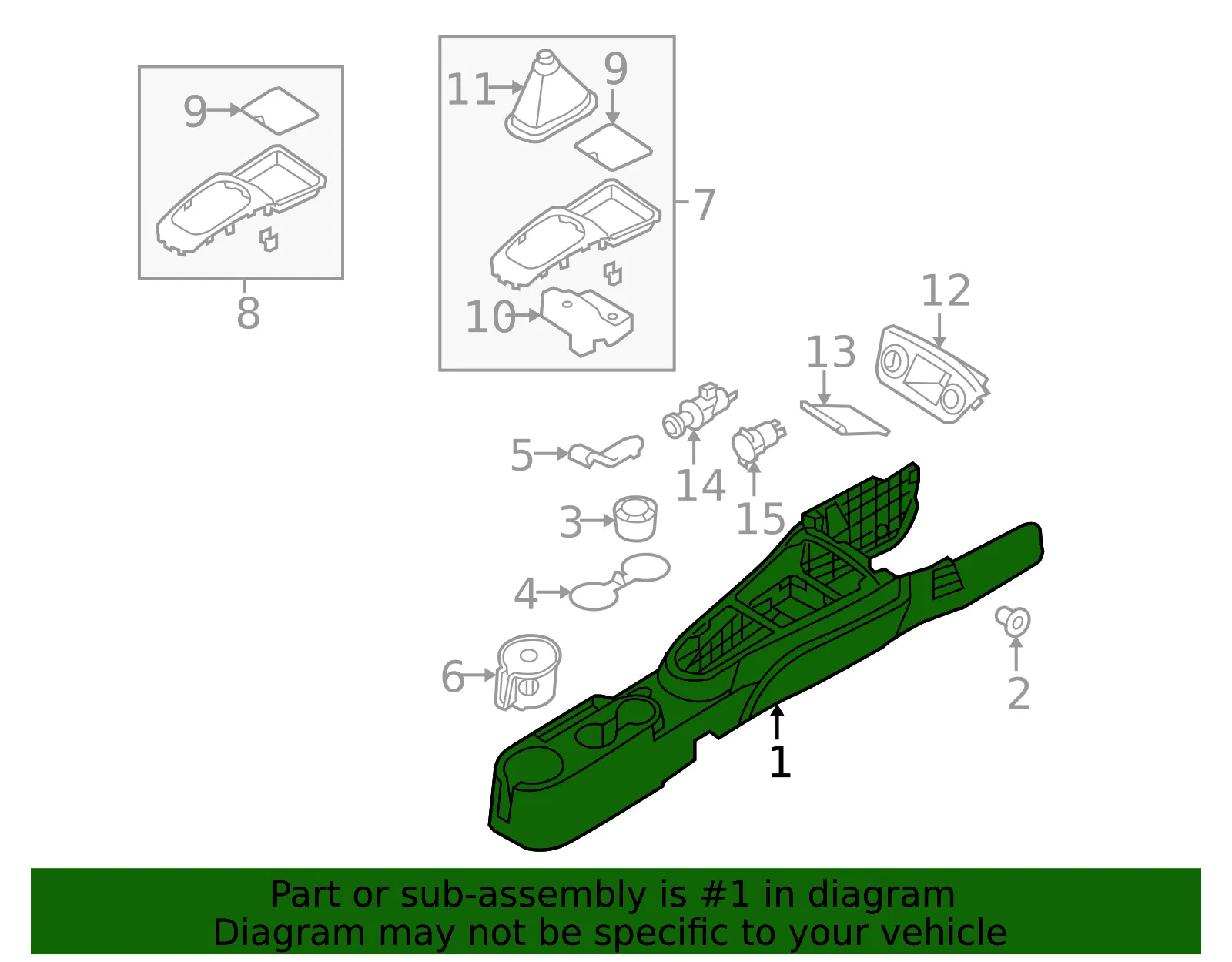 Center Console - Kia (84611-1G000RU) - view 2