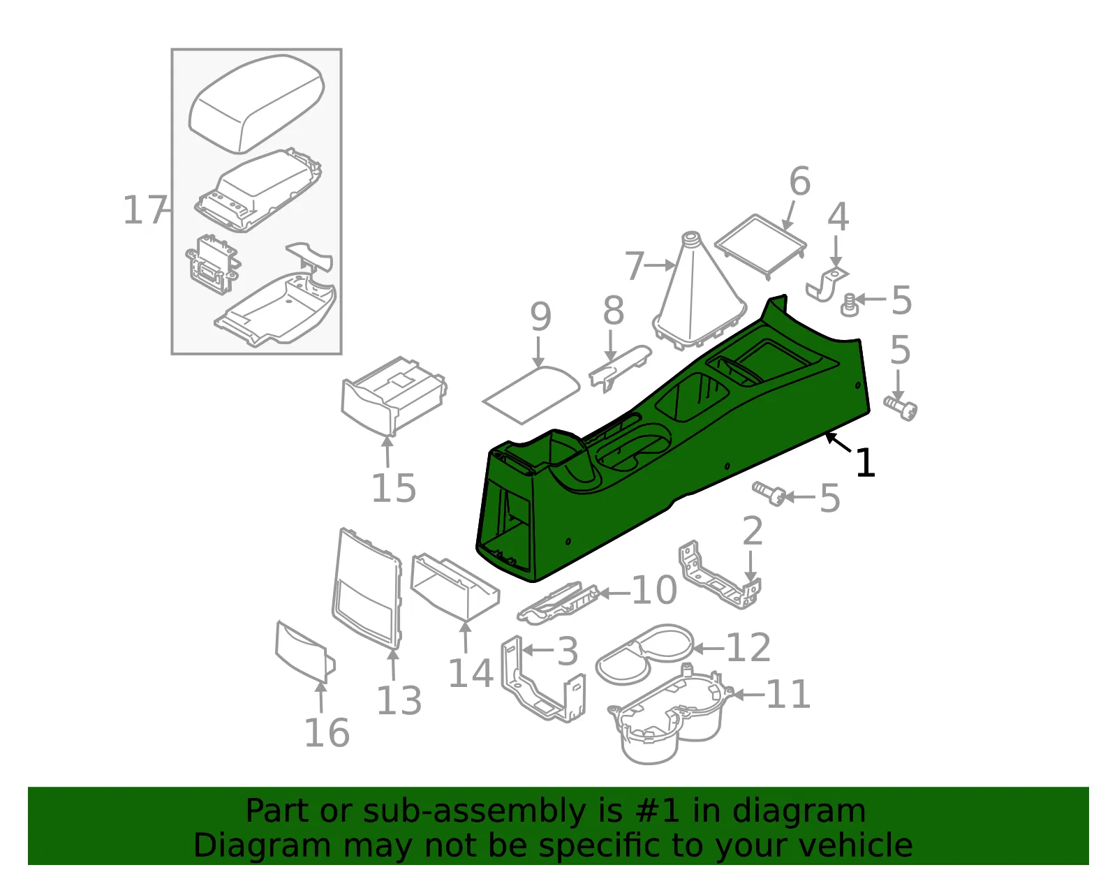 Console Assembly - Kia (84611-2F000R2) - view 2