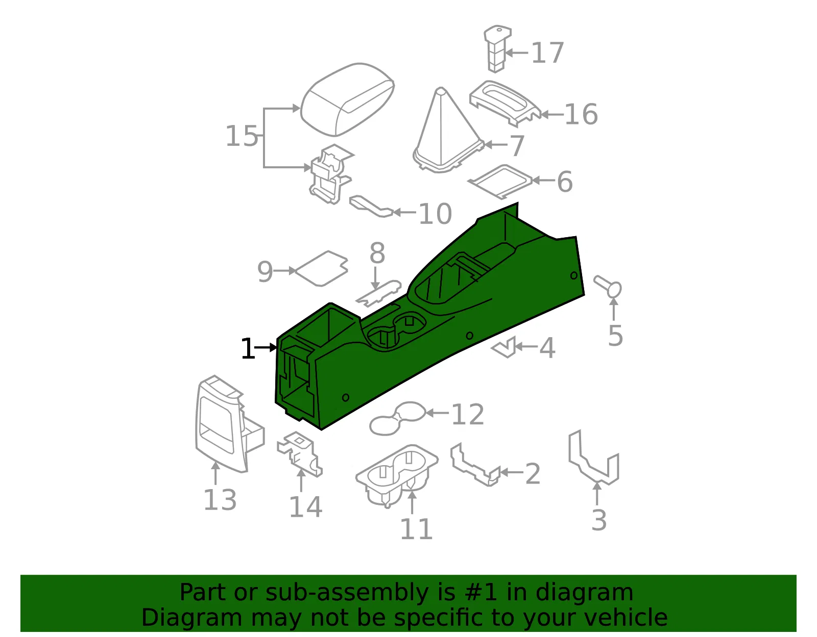 Console Assembly - Kia (84611-2F100NM) - view 2