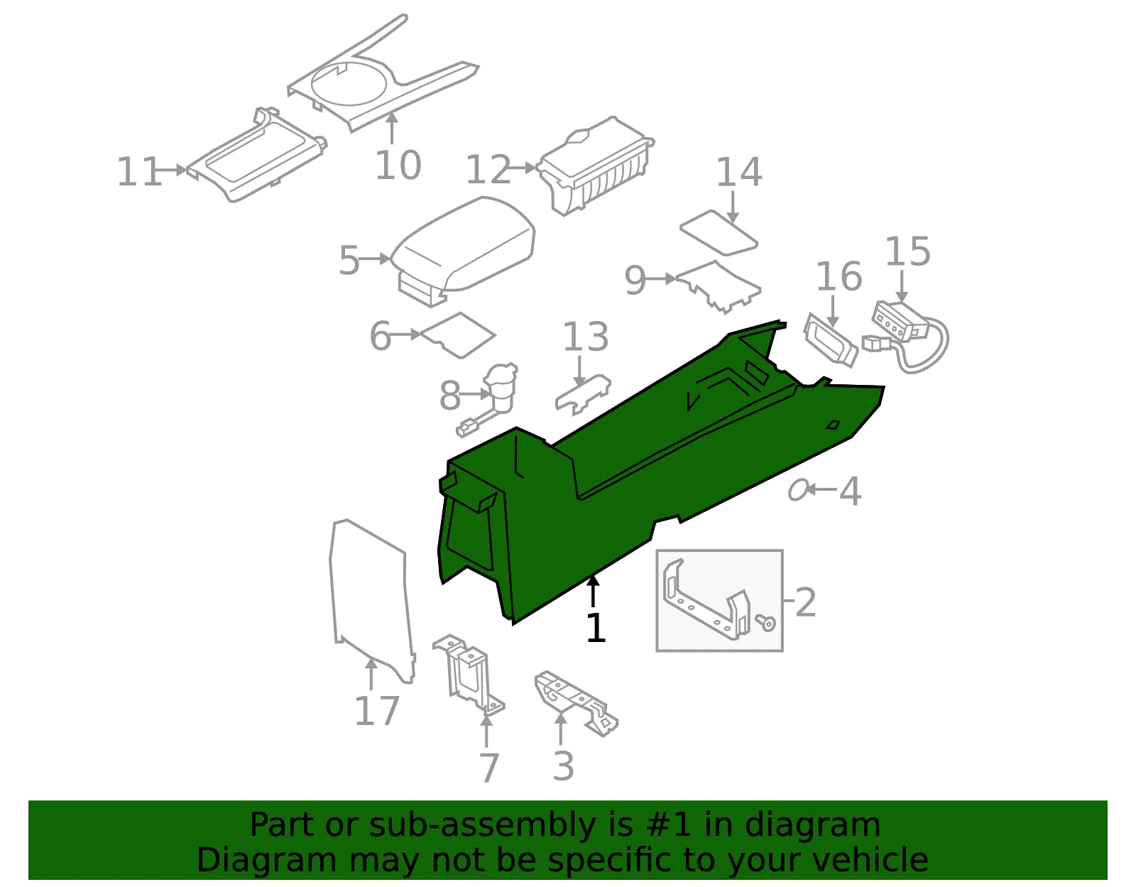 Seat Console - Kia (84611-2G010S8) - view 2