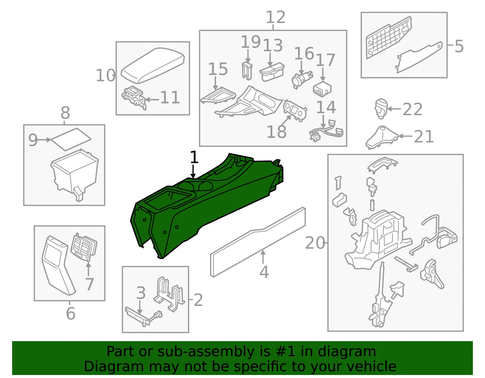 Center Console - Kia (84611-2T200VA) - view 2