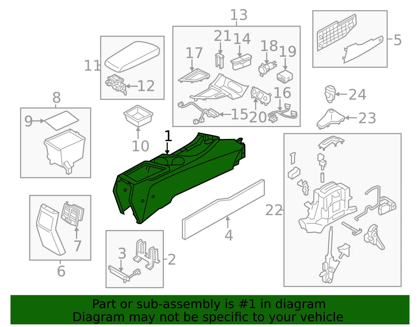 Center Console - Kia (84611-4C000VA) - view 2