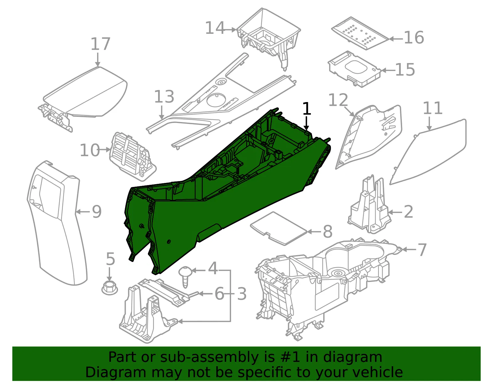 Console Body - Kia (84611-AT000CCV) - view 2