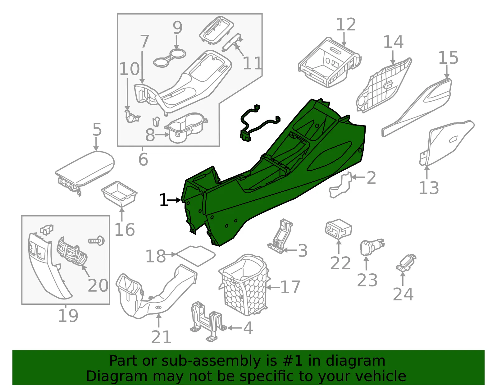 Console Base - Kia (84611-B0000D8E) - view 2
