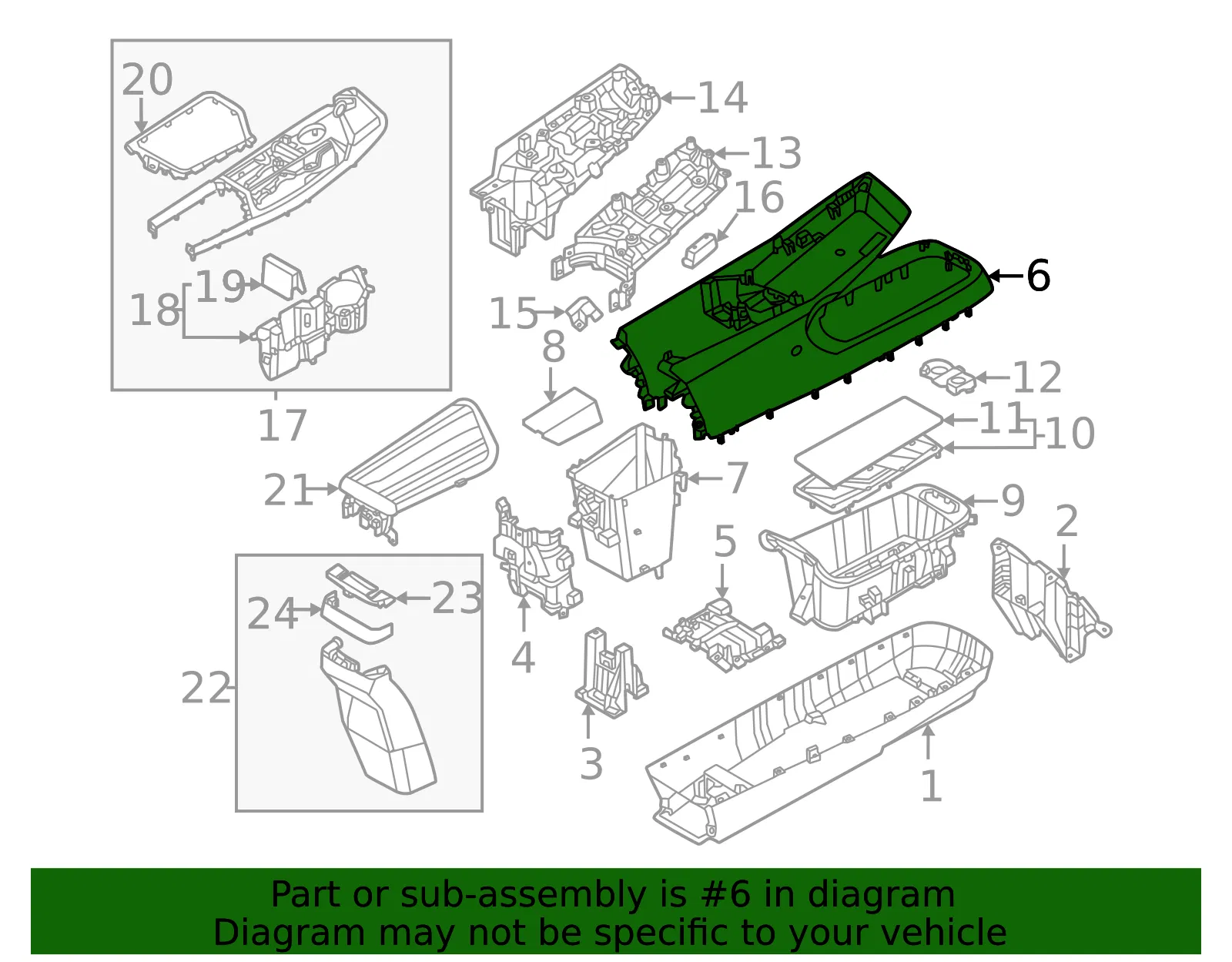 Console - Kia (84611-CV000WK) - view 2