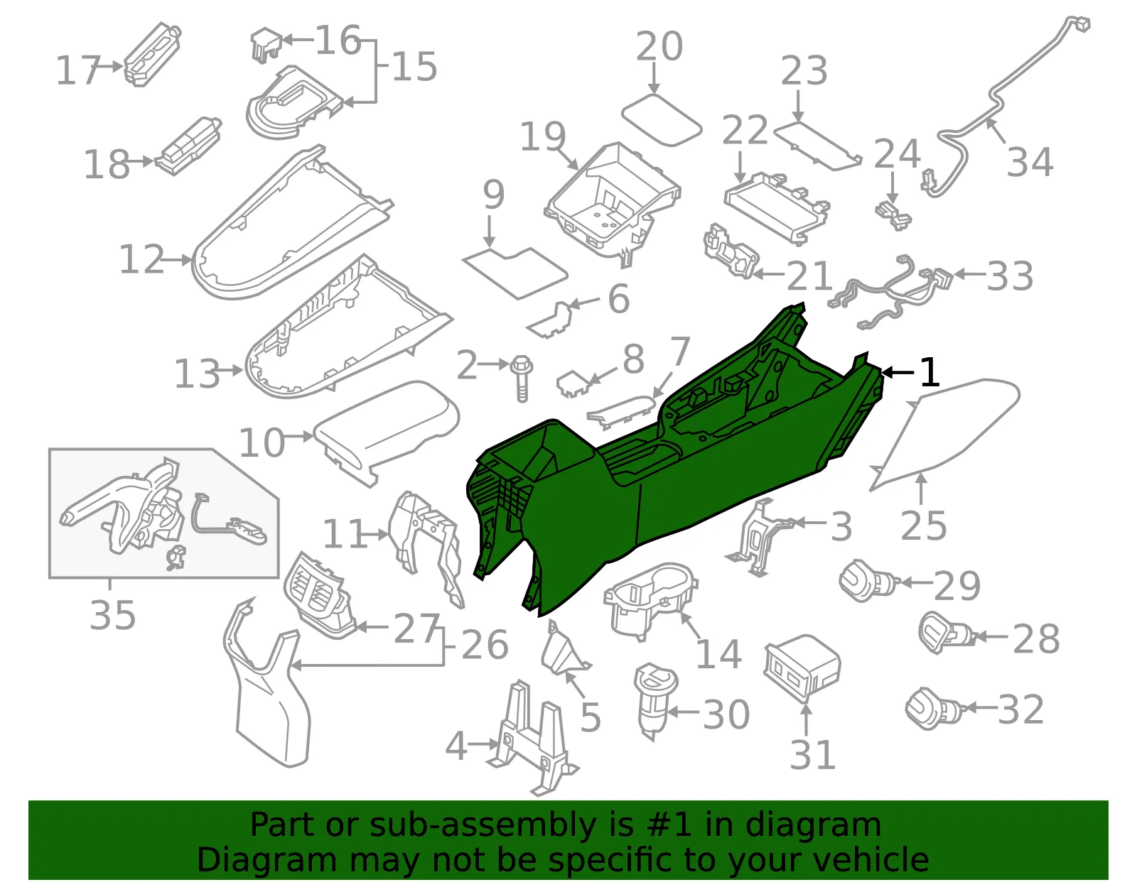 Console Base - Kia (84611-M7500WK) - view 2