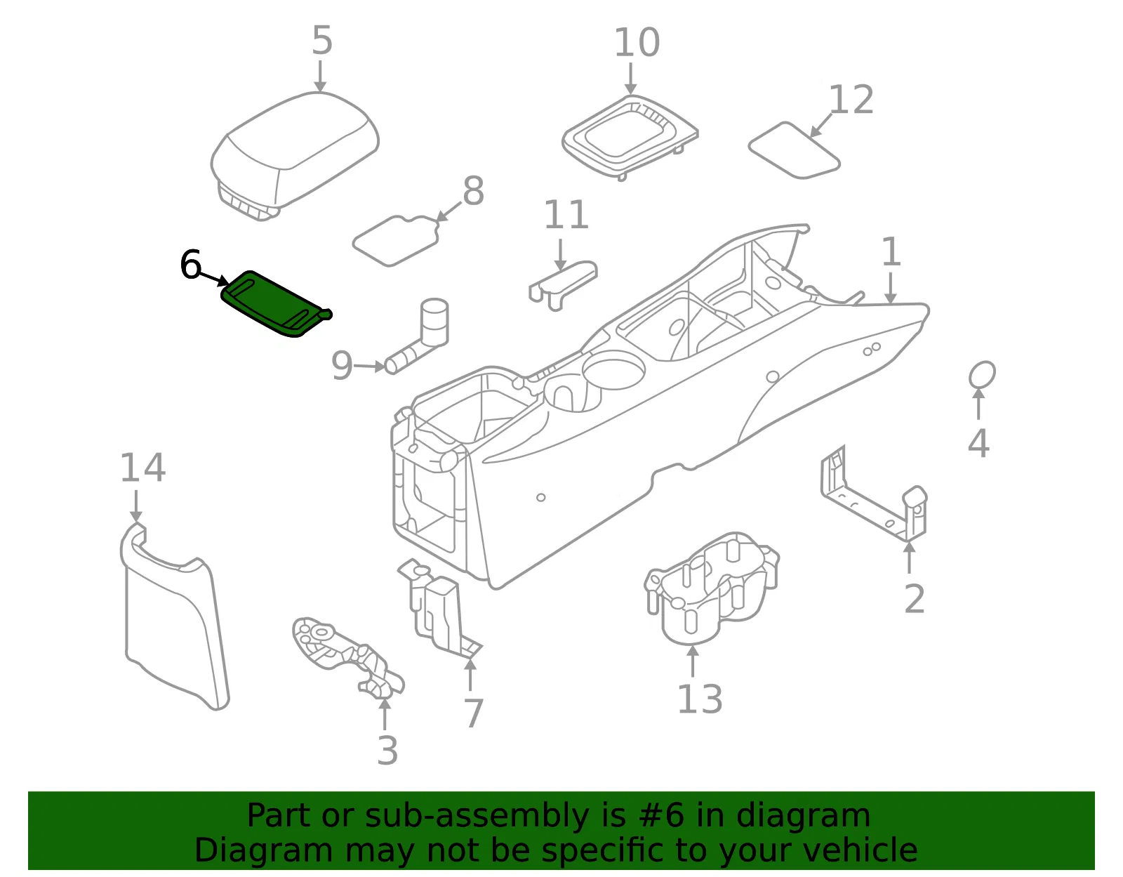 Armrest Cover - Kia (84612-2G000VA) - view 2