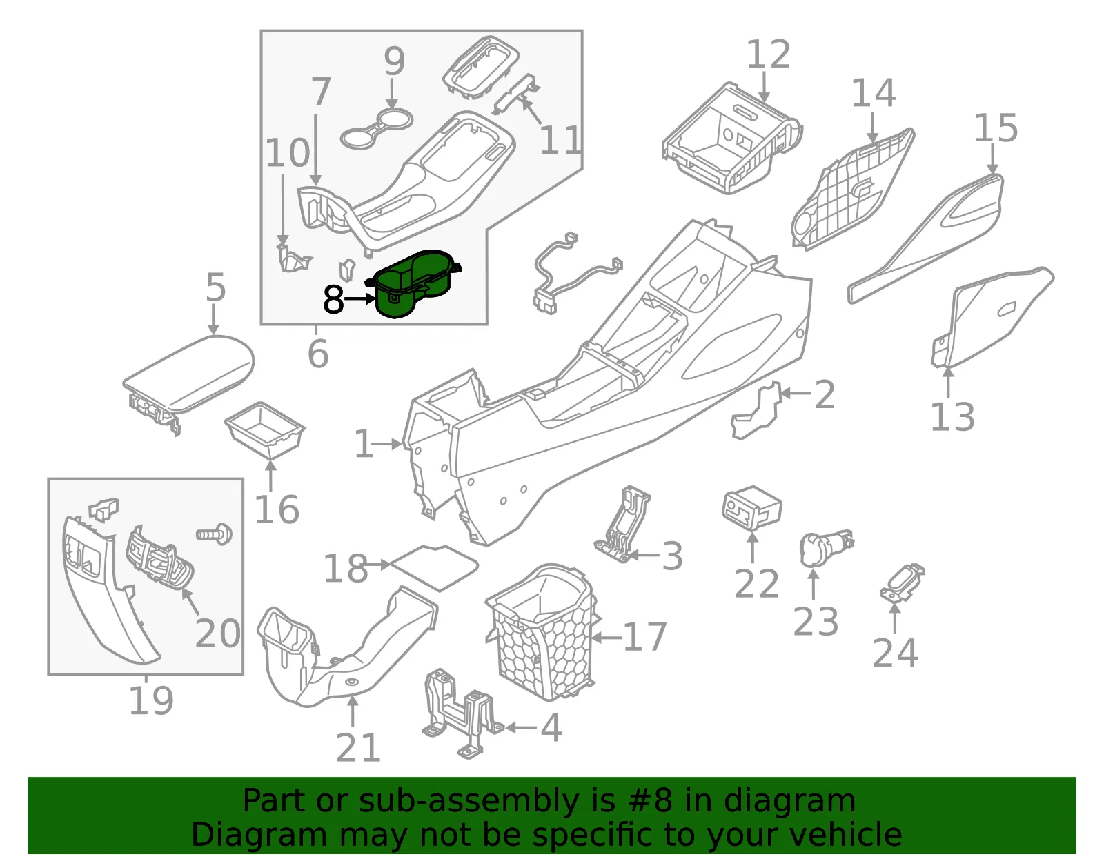 Cup Holder - Kia (84620-A7AB0WK) - view 2