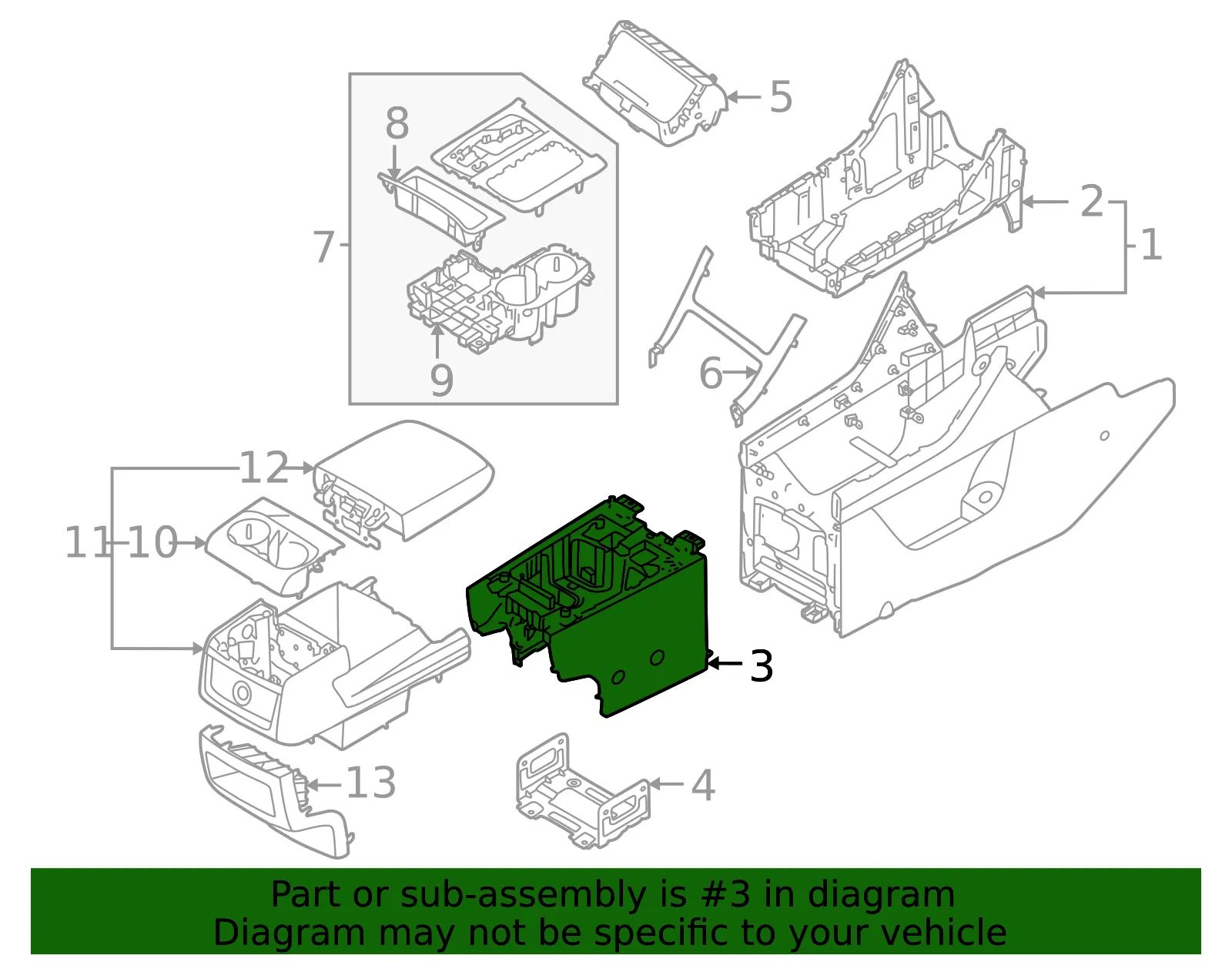 Rear Console - Kia (84620-R0000OFB) - view 2