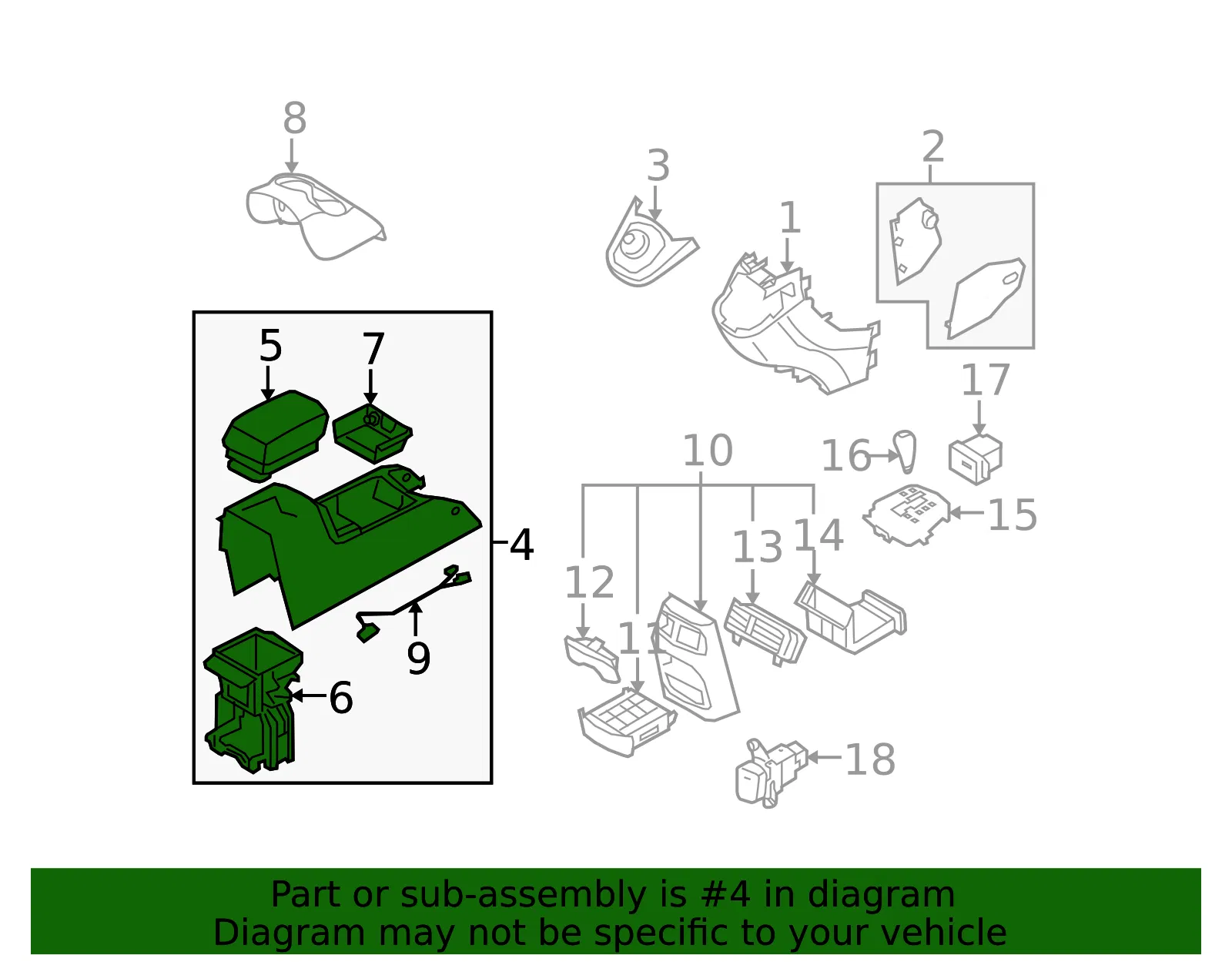 Center Console - Kia (84621-1D0005U) - view 2