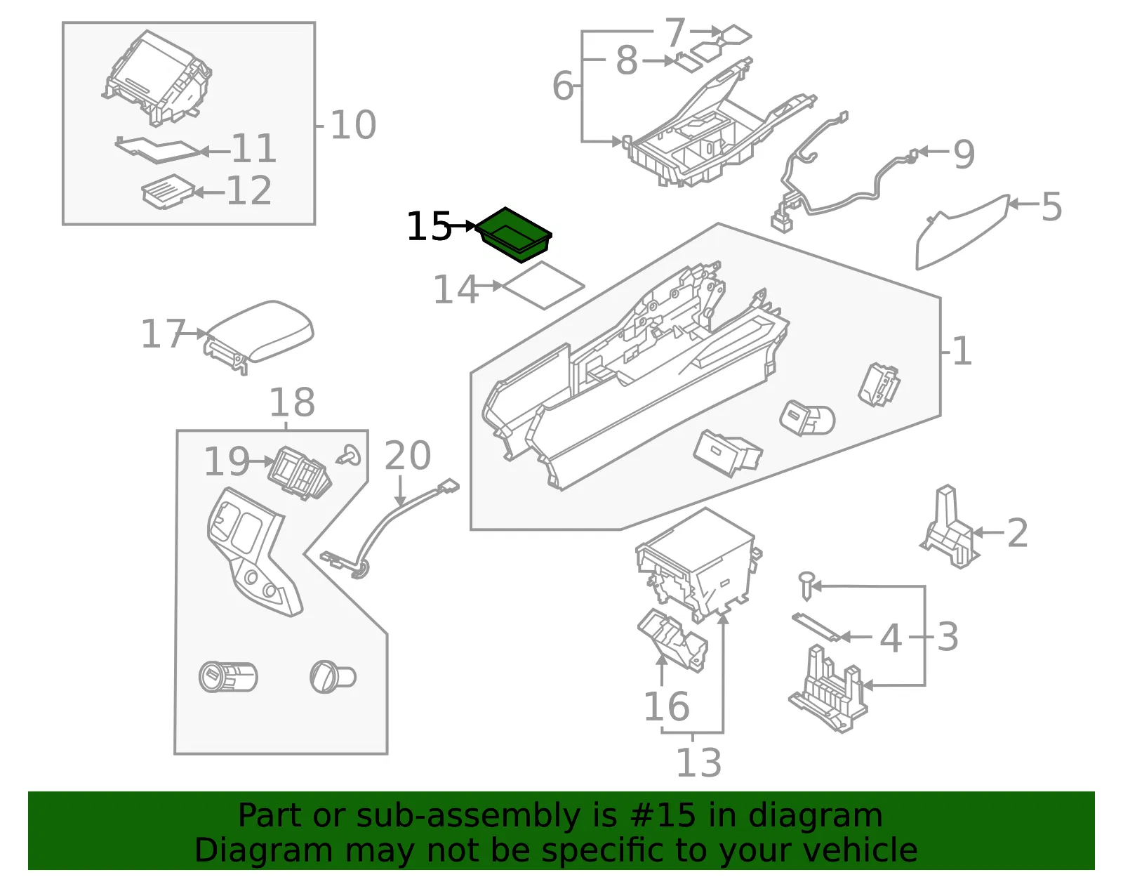 Console Tray - Kia (84629-P2000) - view 2
