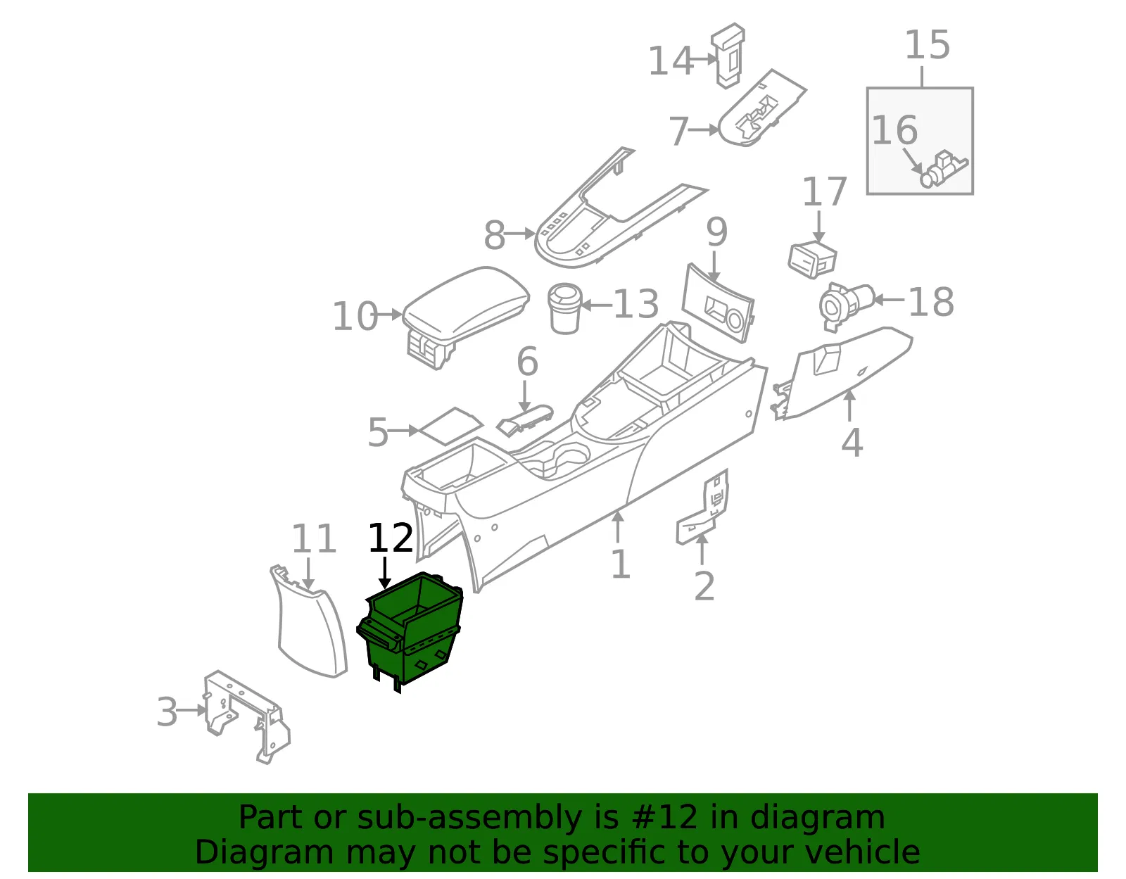 Storage Compartment - Kia (84630-1M000WK) - view 2