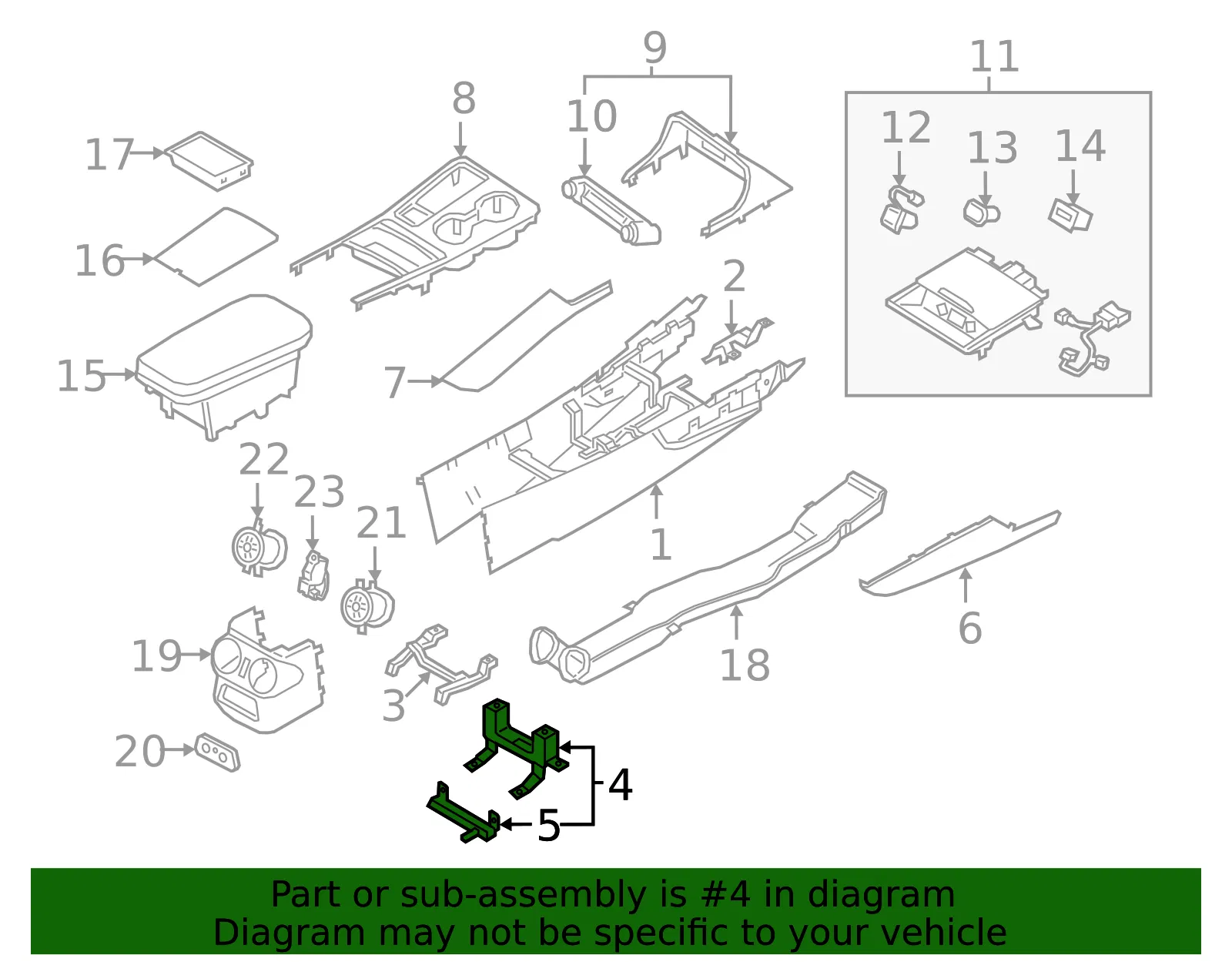Center Console Lower Bracket - Kia (84630-J5000) - view 2