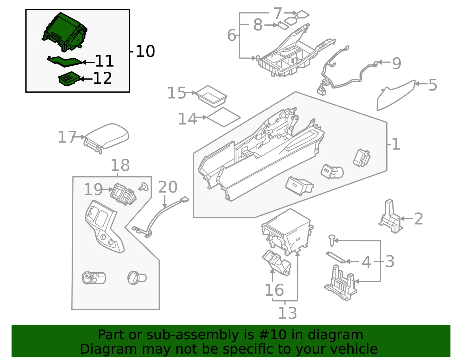 Console Tray - Kia (84630-P2050WK) - view 2