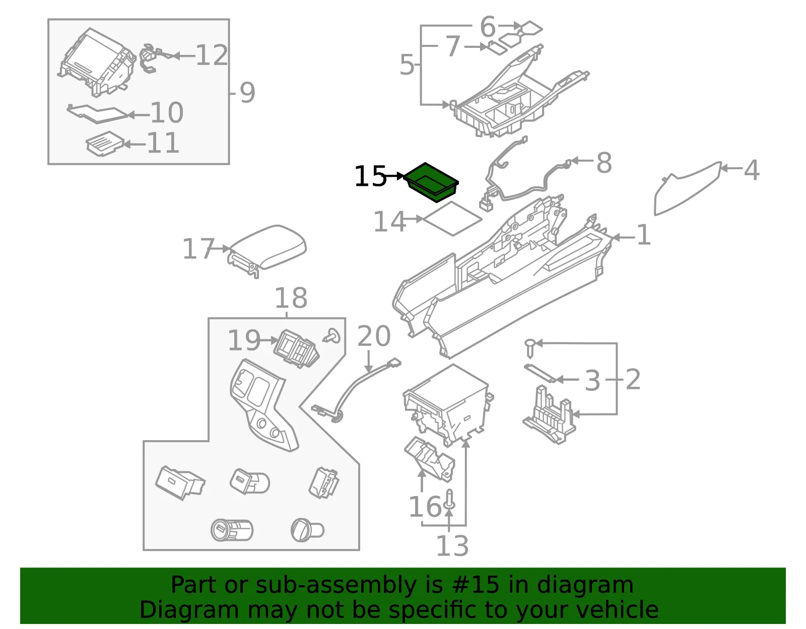 Console Tray - Kia (84630-P2AC0DHV) - view 2