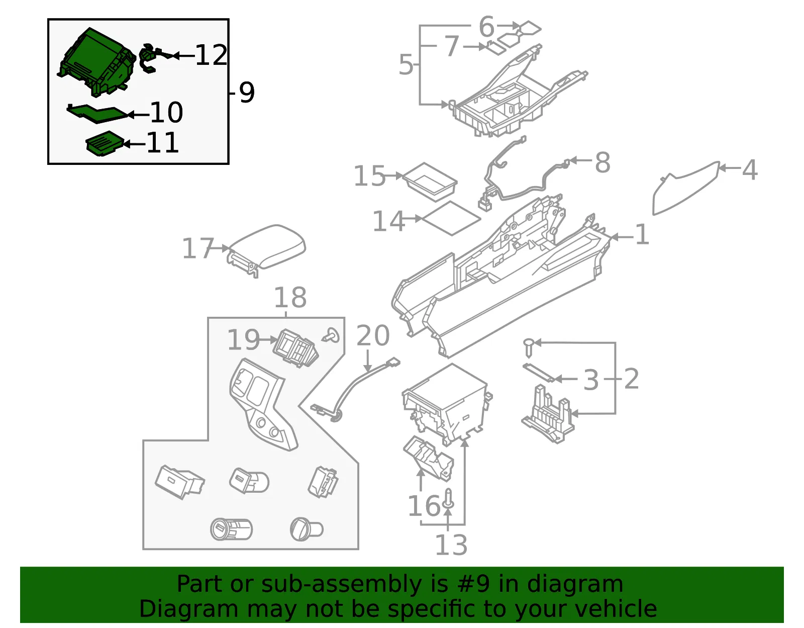 Console Tray - Kia (84630-R5AA0DHV) - view 2