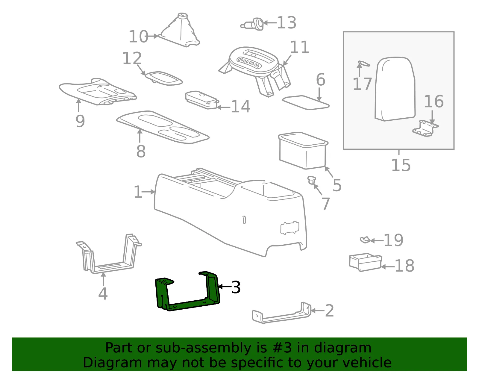 Console Center Bracket - Kia (84631-3C000) - view 2