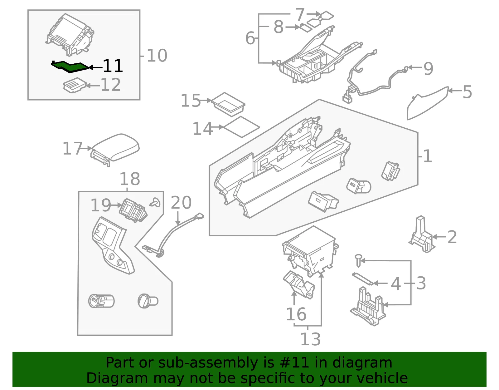 Console Mat - Kia (84631-P2AB0) - view 2