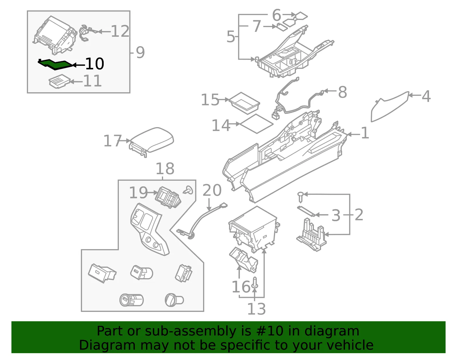 Console Mat - Kia (84631-P2CB0) - view 2