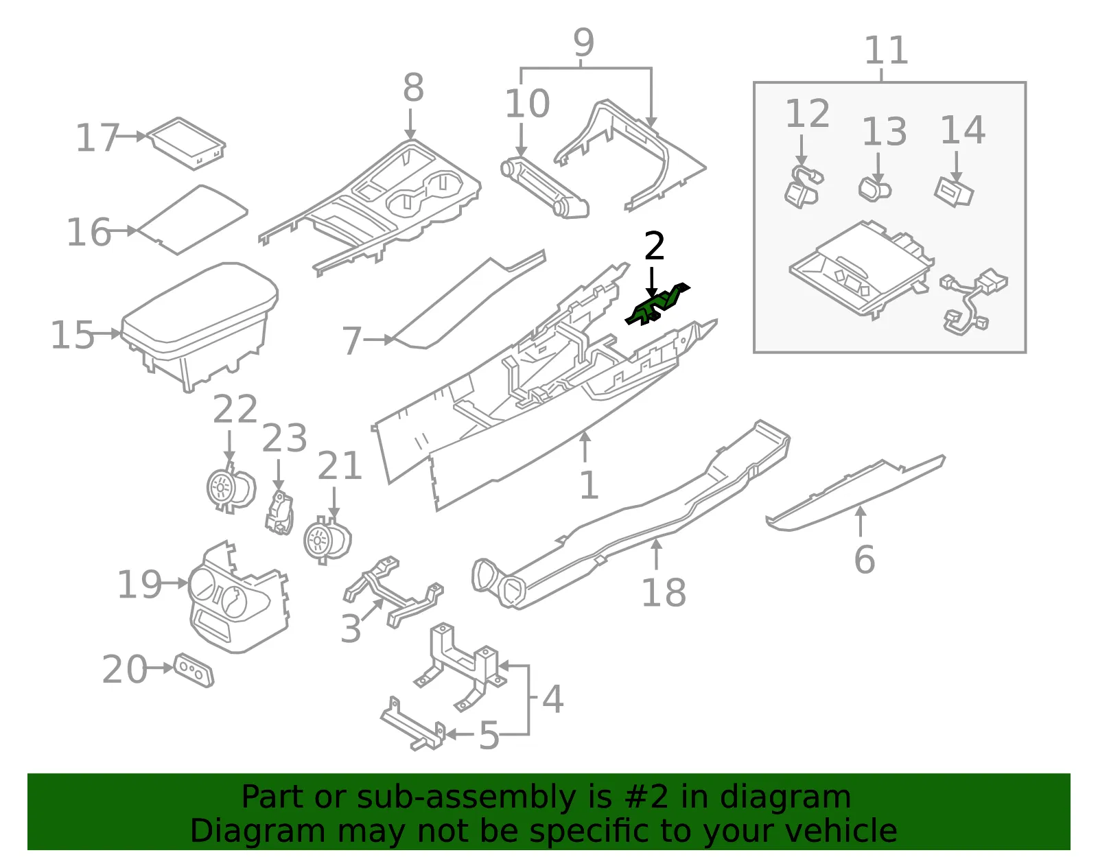 Center Console Front Bracket - Kia (84632-J5000) - view 2