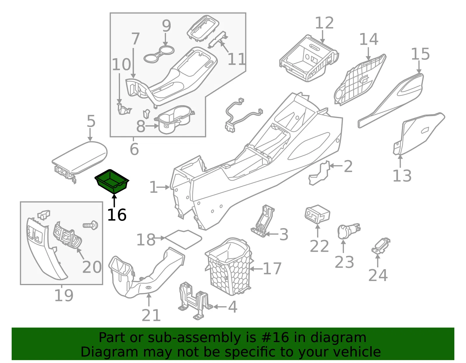 Storage Compartment - Kia (84634-B0000D8D) - view 2