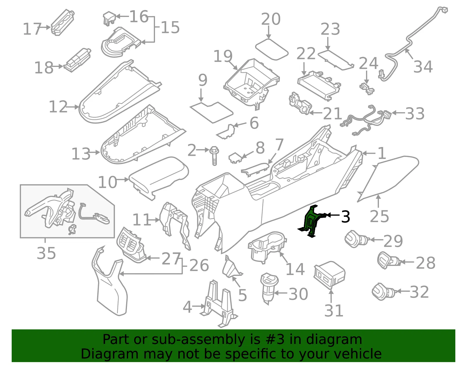 Console Base Front Bracket - Kia (84634-M7000) - view 2