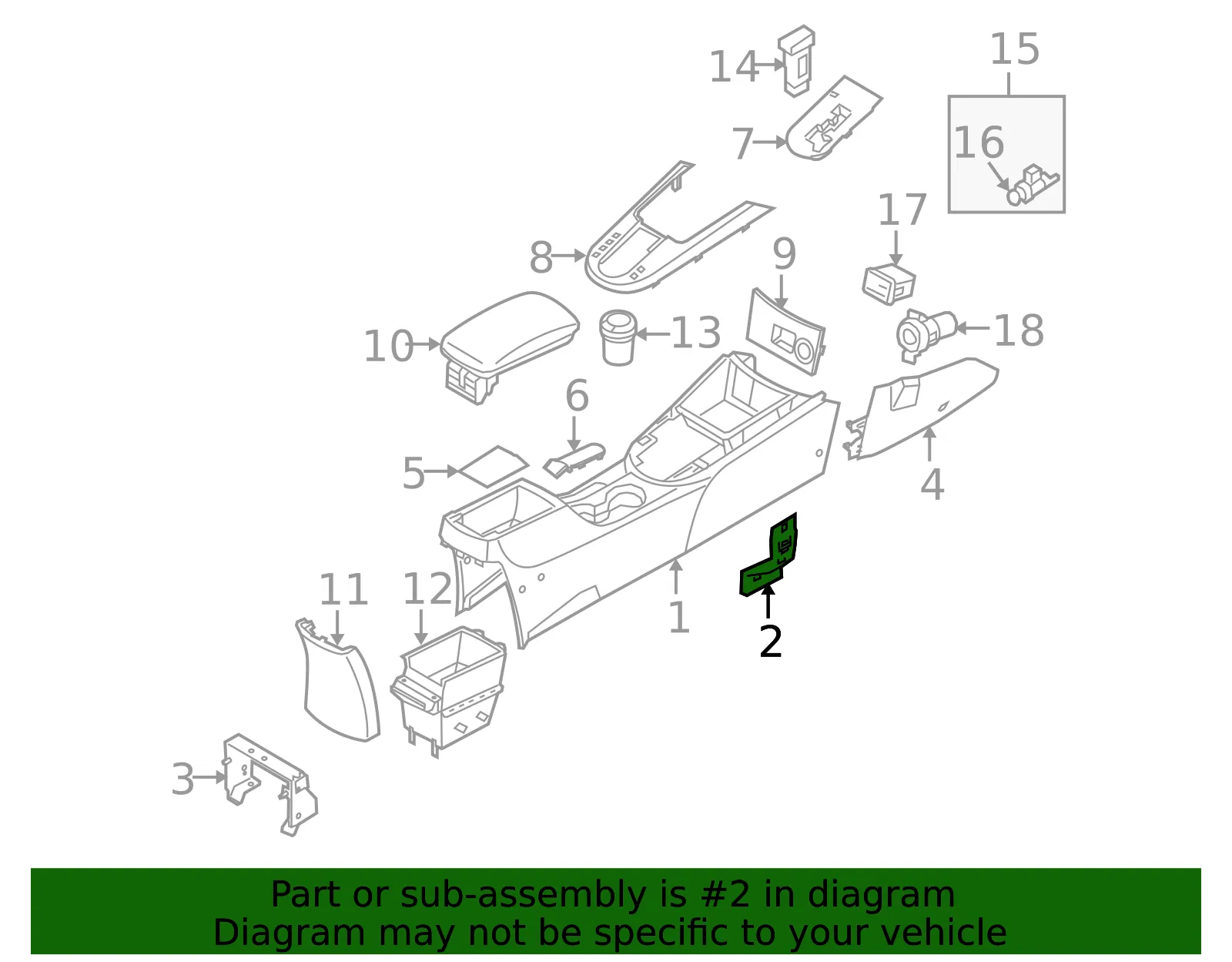Console Front Bracket - Kia (84635-1M000) - view 2