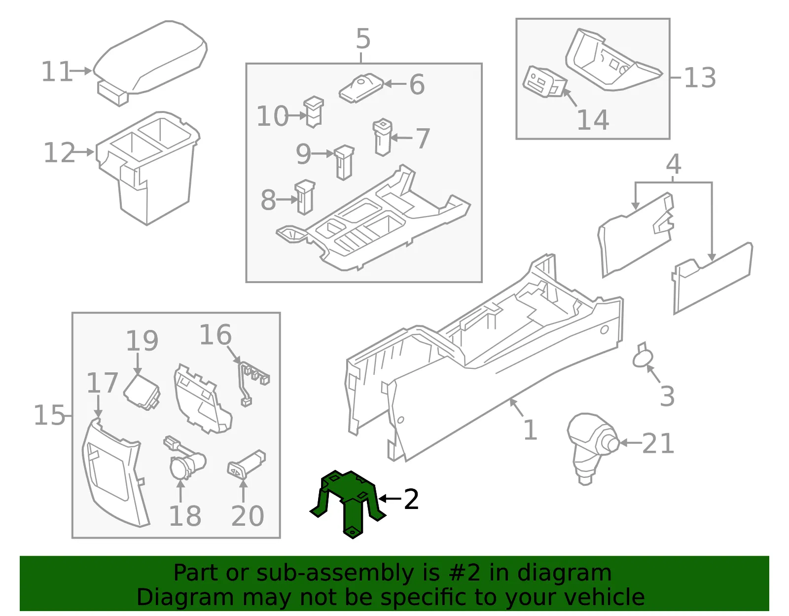 Console Bracket - Kia (84635-2P005) - view 2