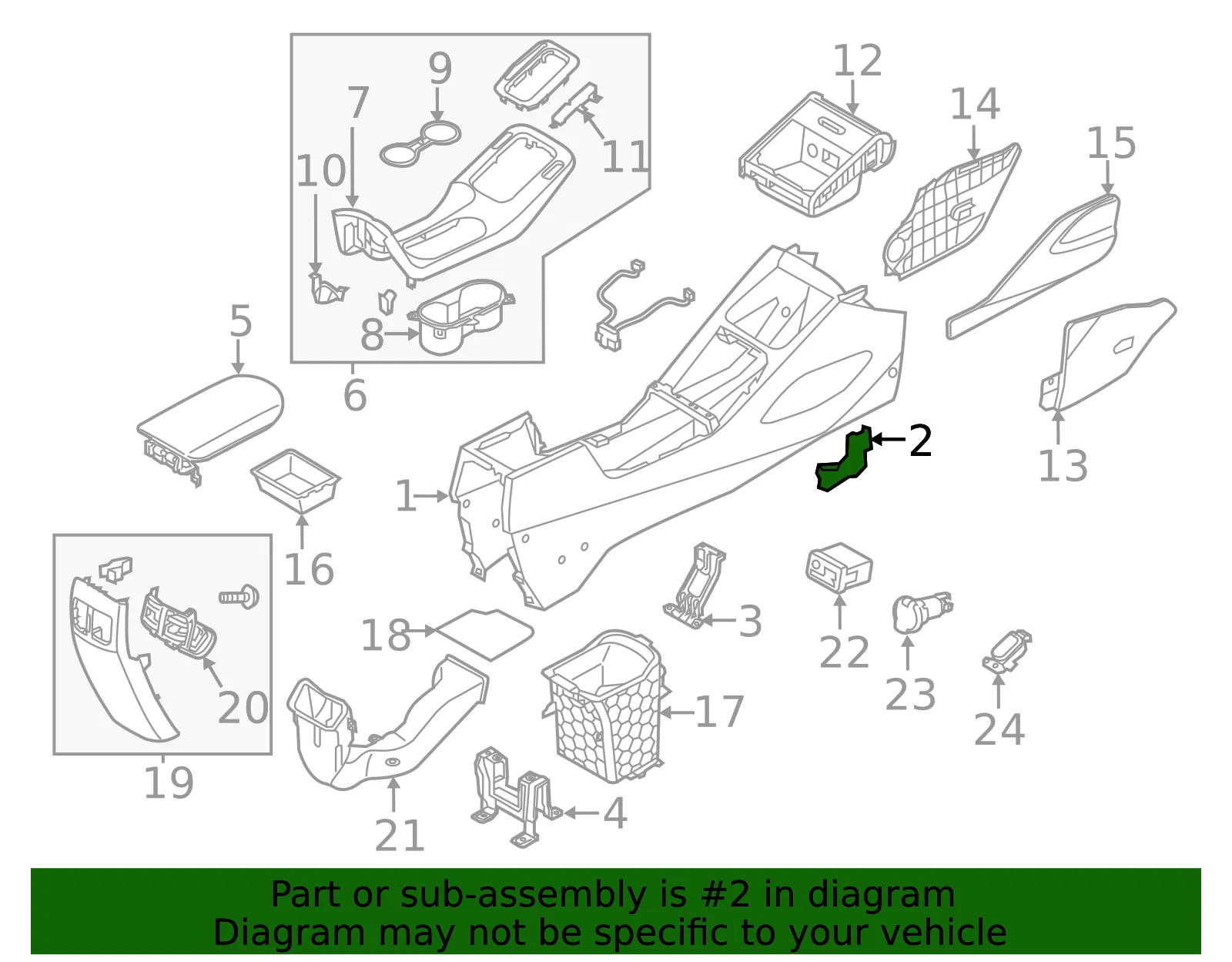 Console Base Front Bracket - Kia (84635-A7000) - view 2