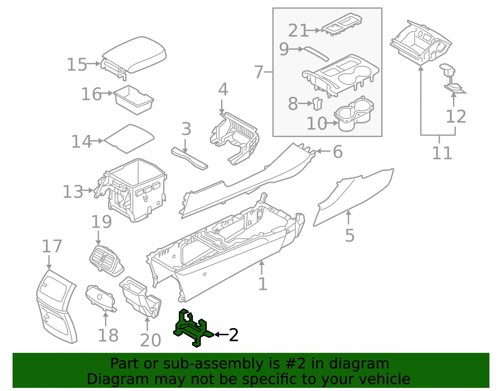 Console Rear Bracket - Kia (84635-C5000) - view 2
