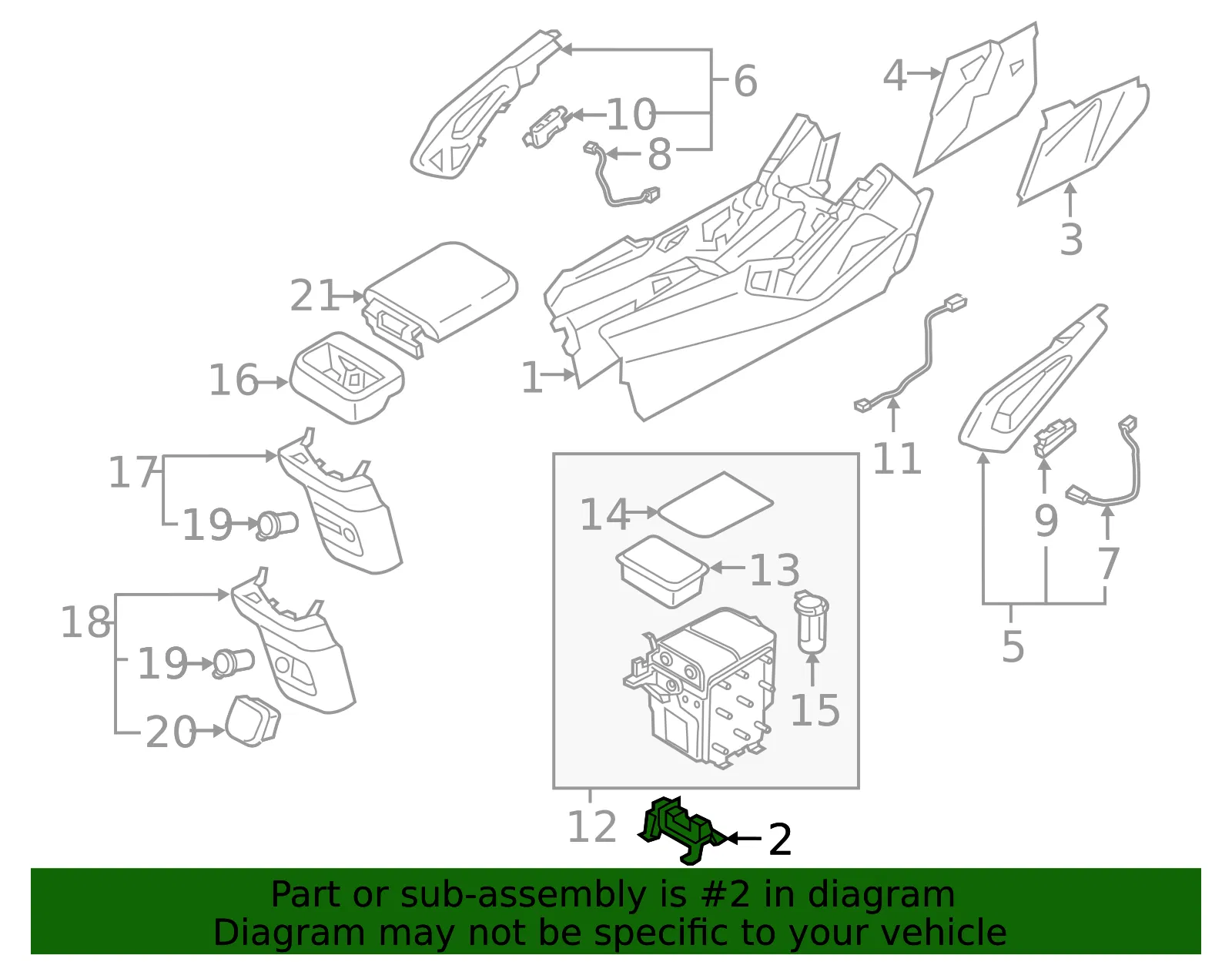 Console Base Rear Bracket - Kia (84635-S9000) - view 2