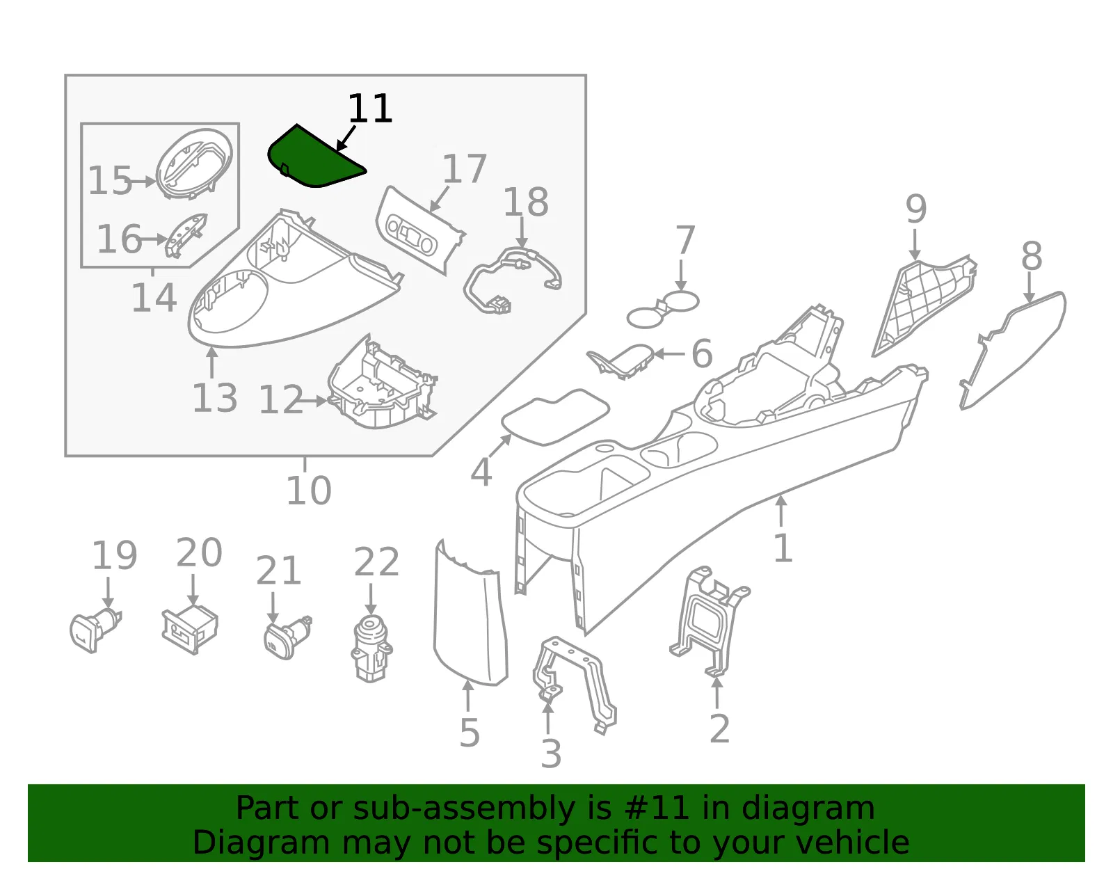 Upper Console Mat - Kia (84637-B2000EQ) - view 3