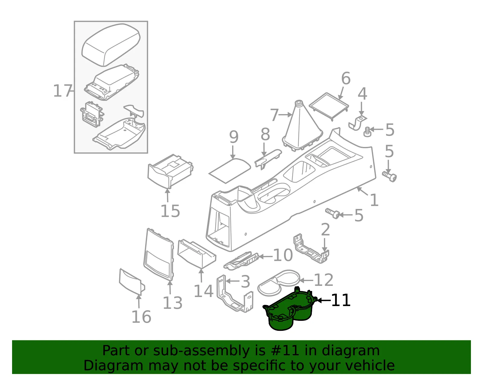 Cup Holder - Kia (84650-2F000R5) - view 2