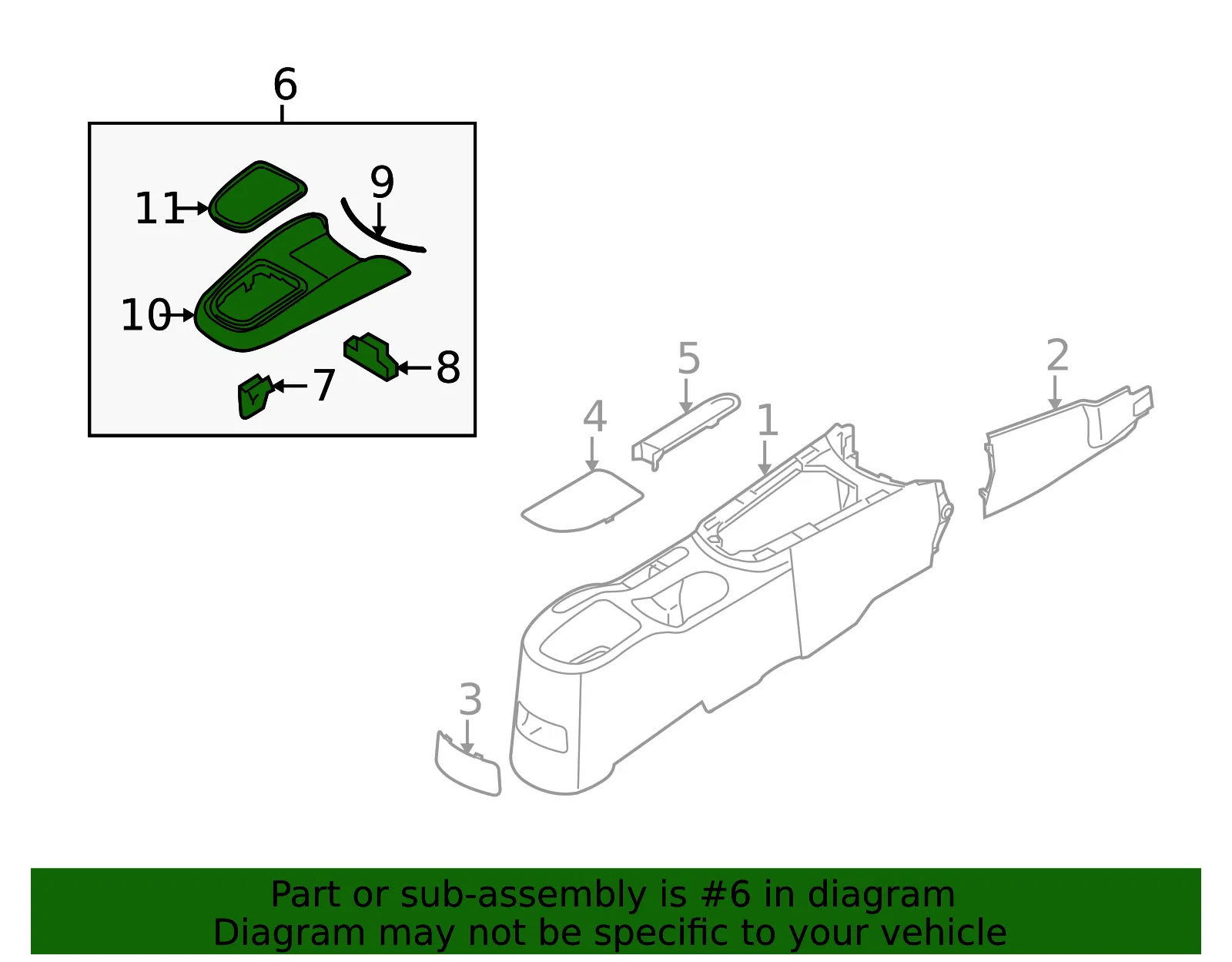 Upper Console - Kia (84650-2KAA0WK) - view 2