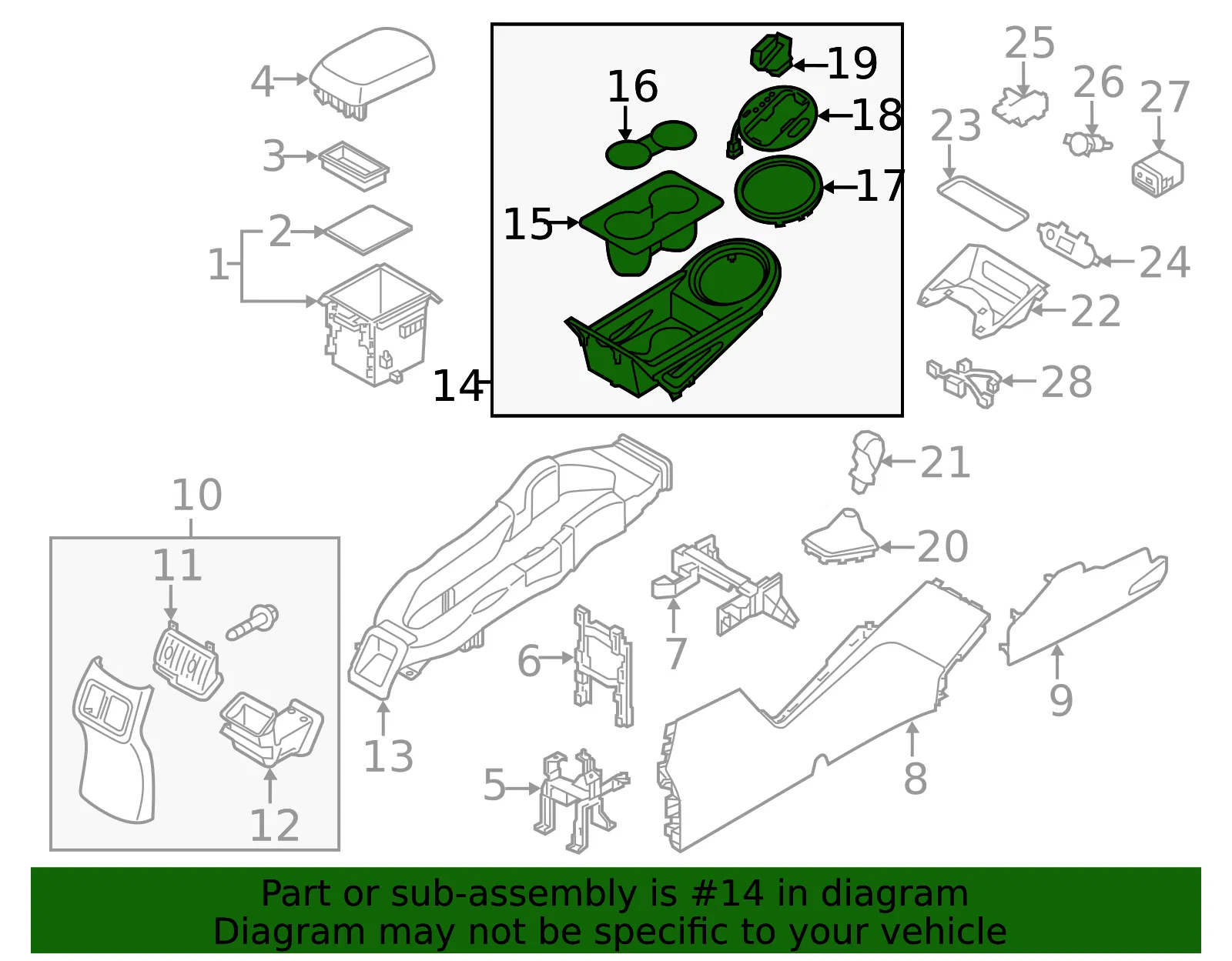 Upper Console - Kia (84650-3WBB0GA9) - view 2