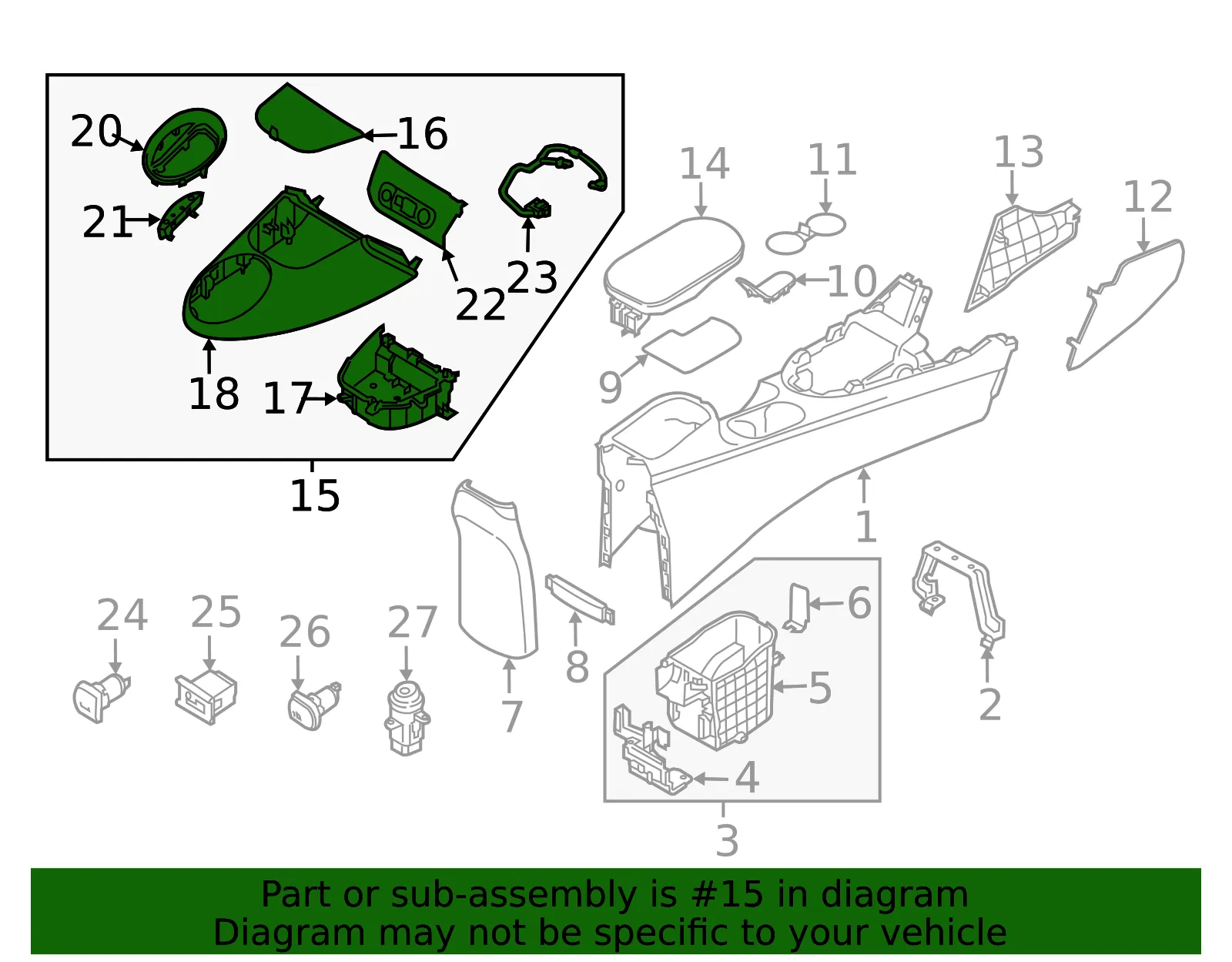 Upper Console - Kia (84650-B2220AHV) - view 2