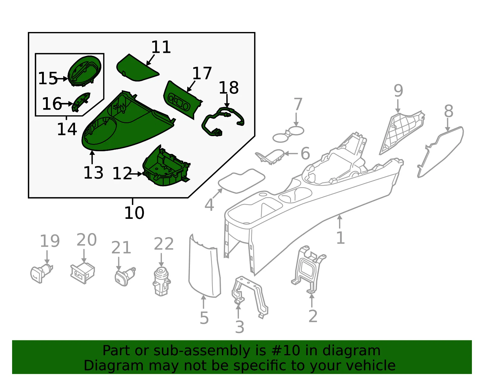 Upper Console - Kia (84650-B2780CA) - view 2