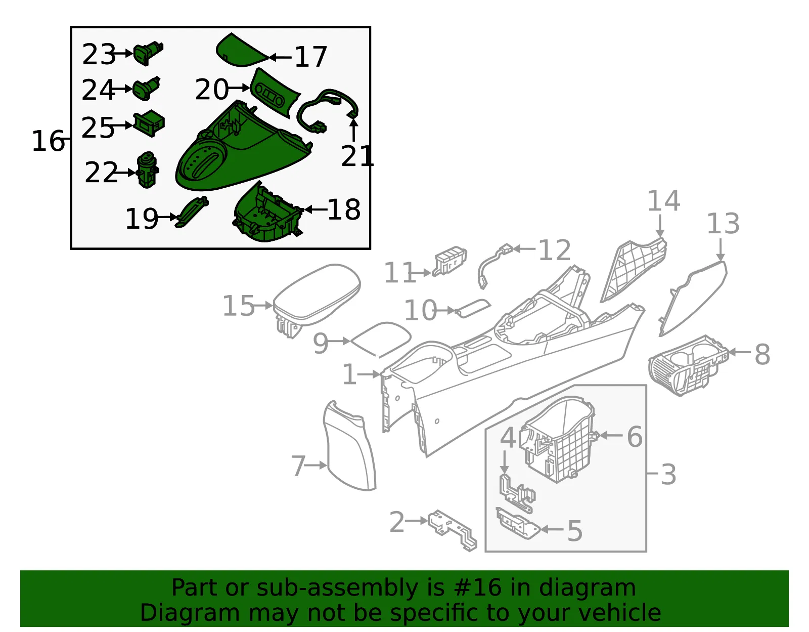 Upper Console - Kia (84650-E4160B2W) - view 2