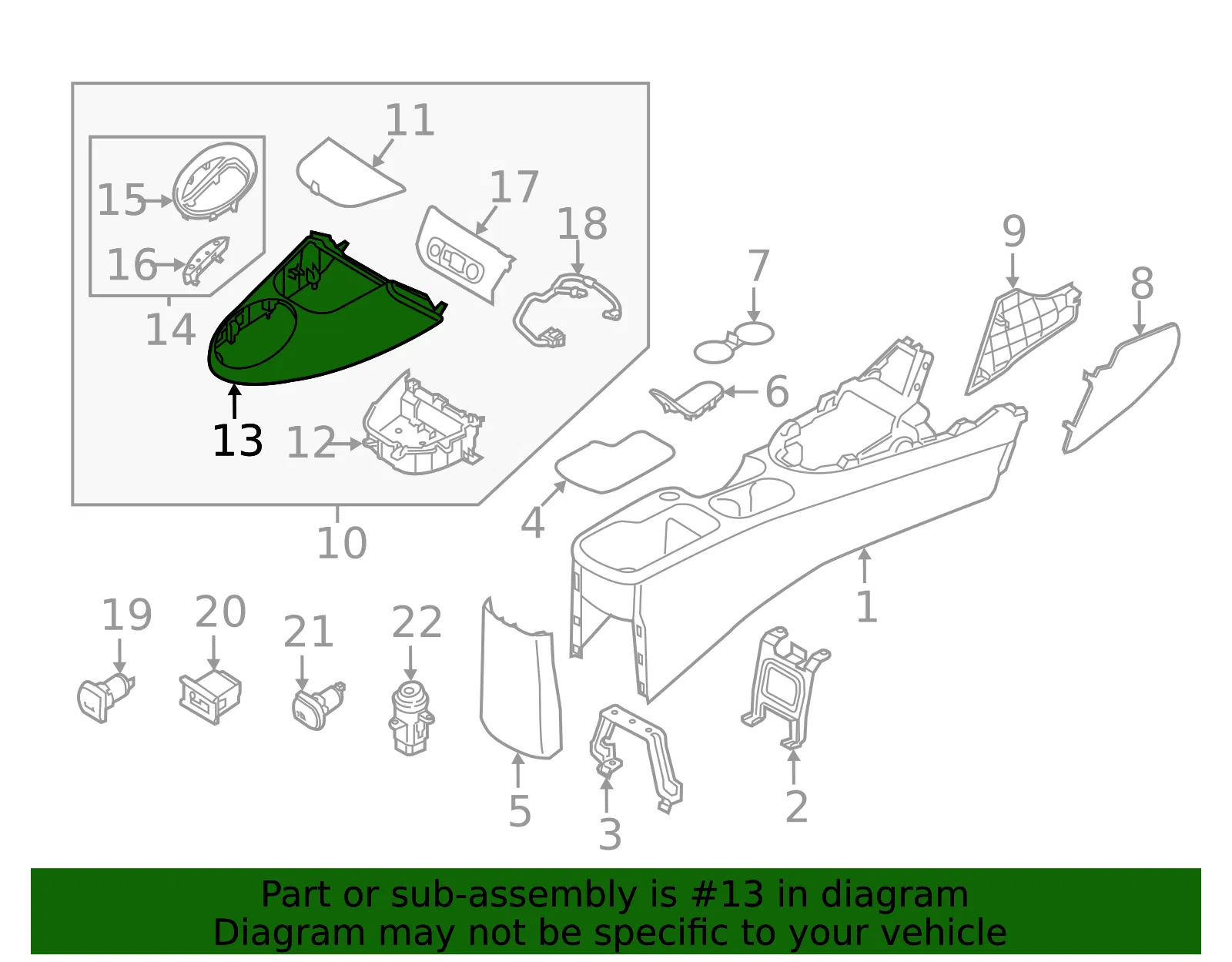 Console Panel - Kia (84651-B2000CA) - view 2