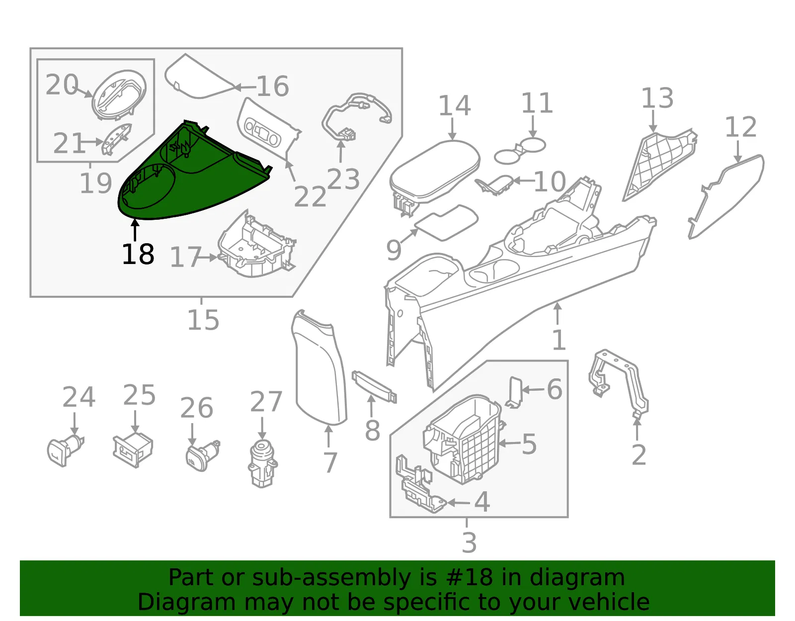 Console Panel - Kia (84651-B2110AHV) - view 2