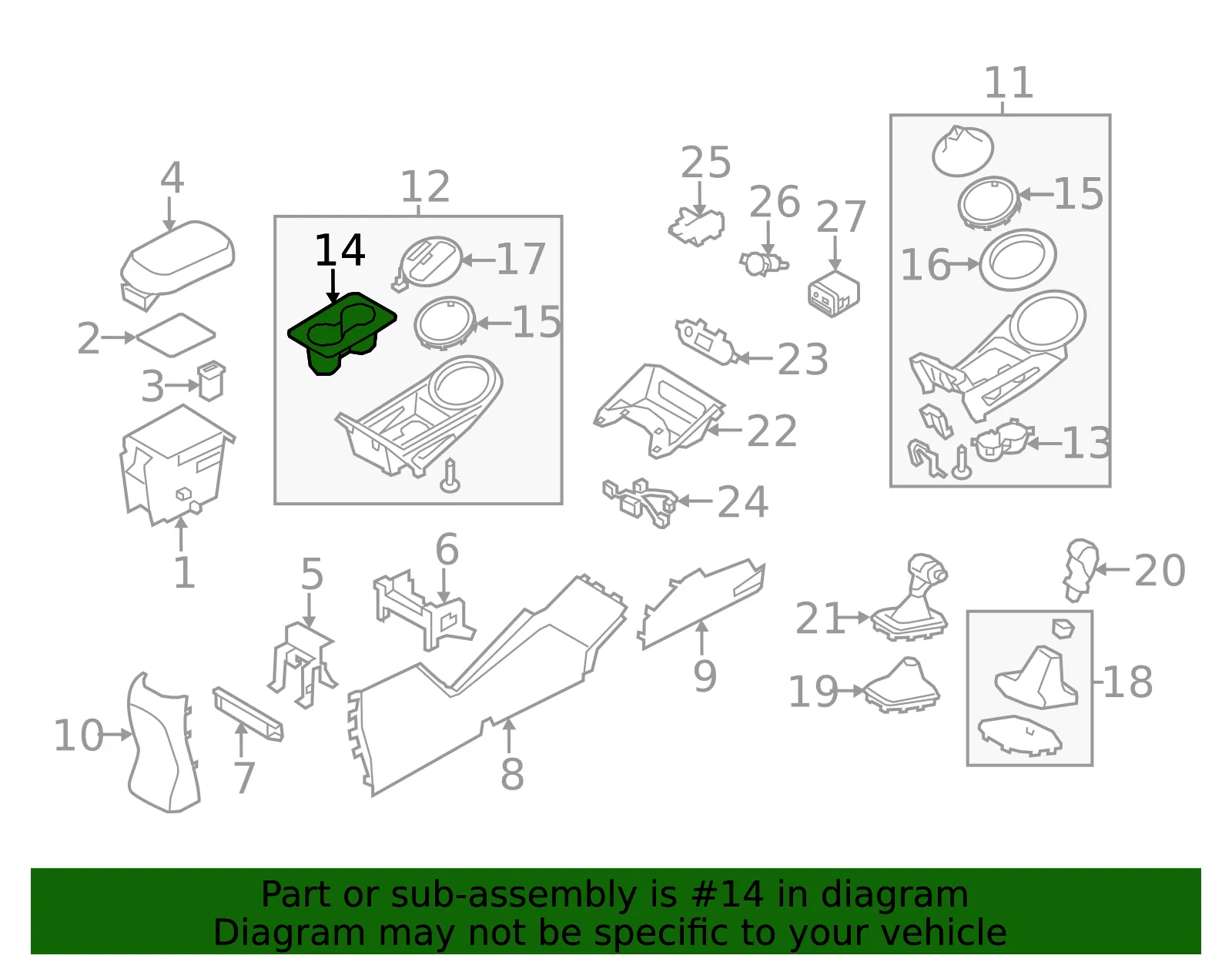 Cup Holder - Kia (84653-3W030) - view 3