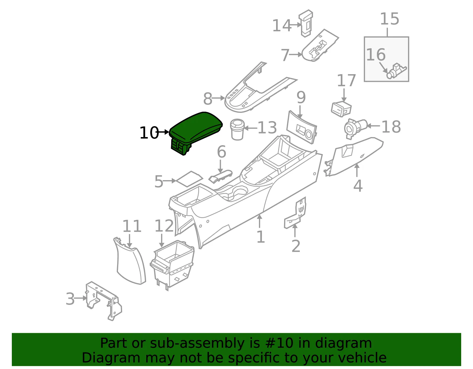 Armrest - Kia (84660-1M100WK) - view 2