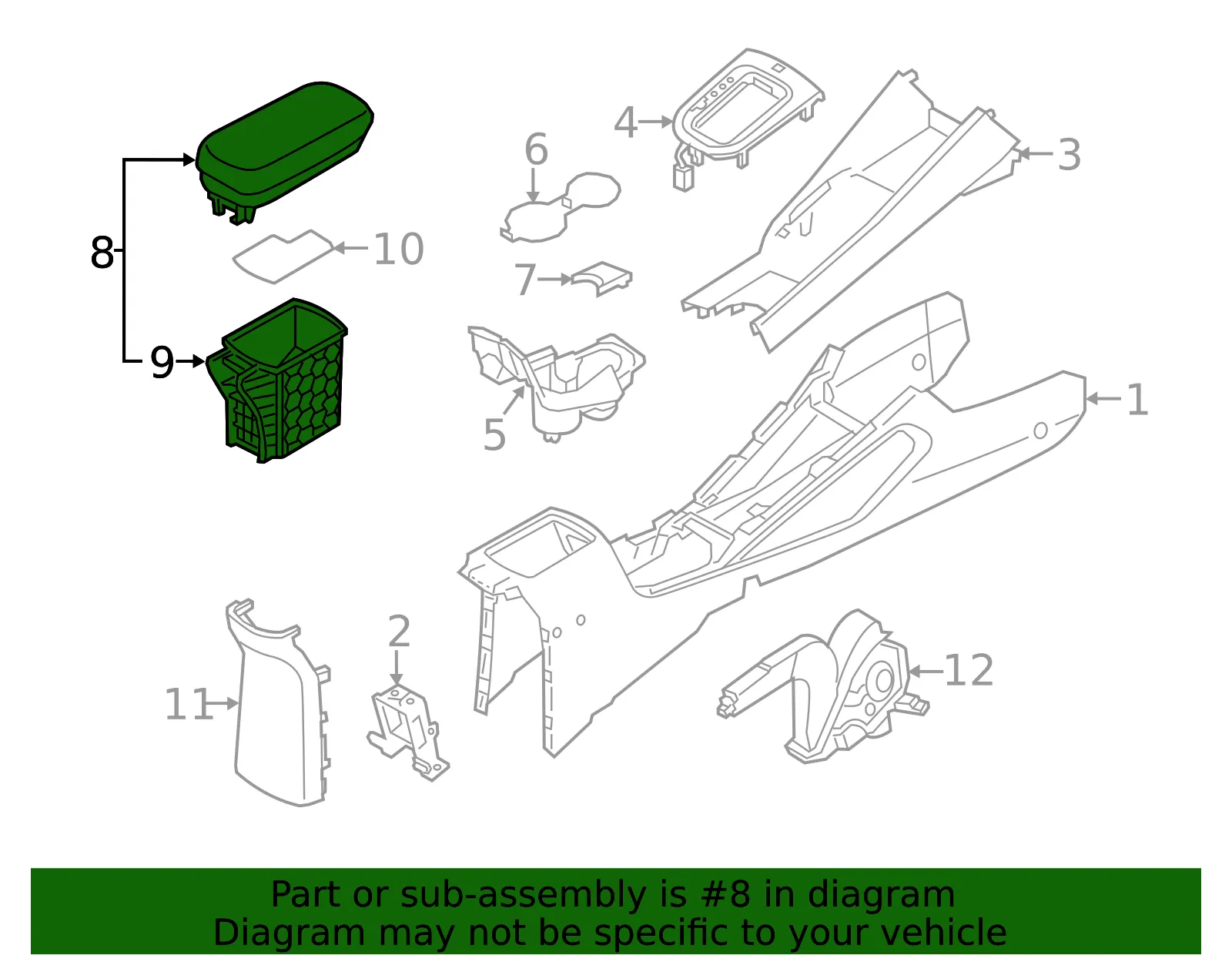 Armrest Assembly - Kia (84660-1W000HU) - view 2