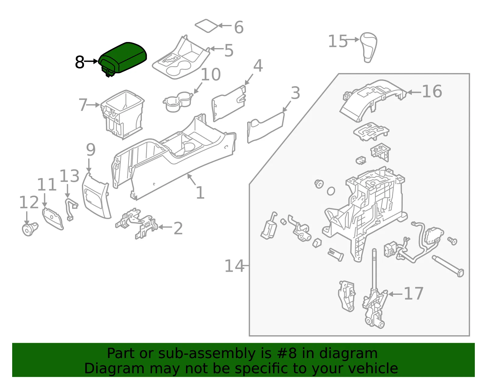 Armrest - Kia (84660-2P000VA) - view 2