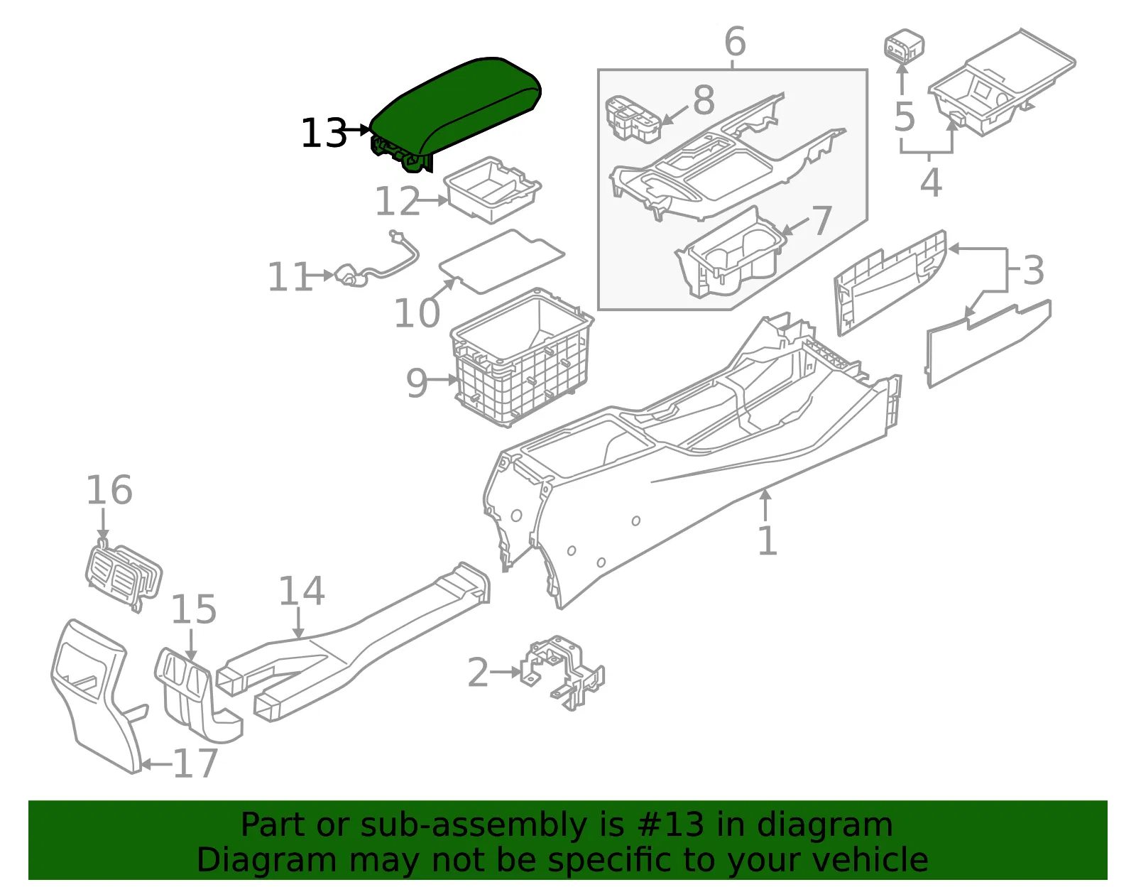 Armrest Assembly - Kia (84660-3RAA0GCF) - view 2