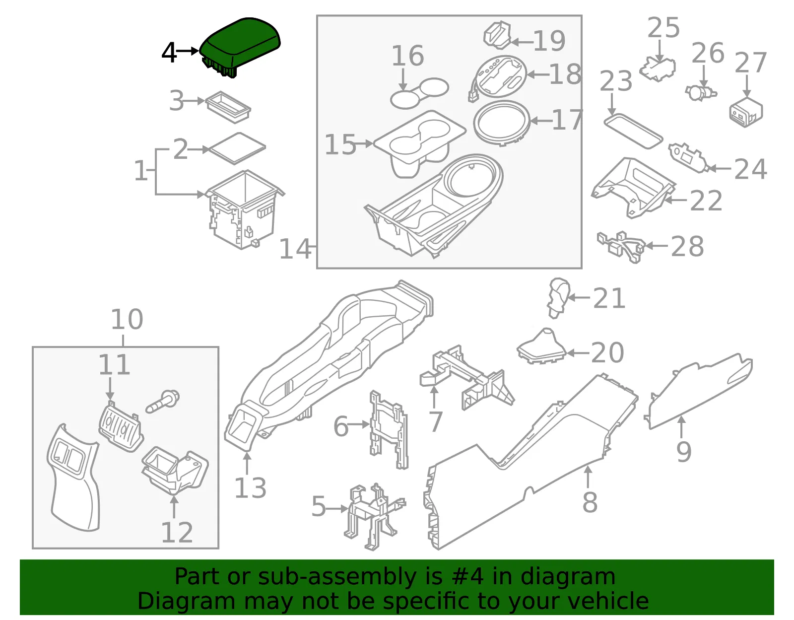 Armrest - Kia (84660-3WBA0WK) - view 2