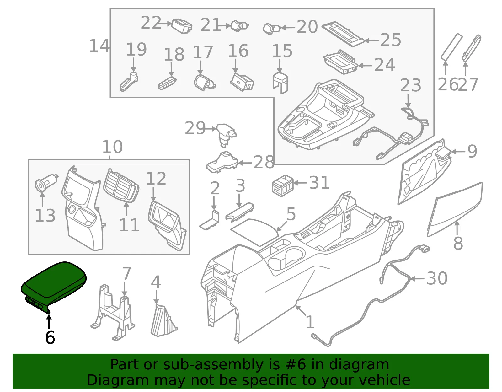 Console Armrest - Kia (84660-Q5100WK) - view 2