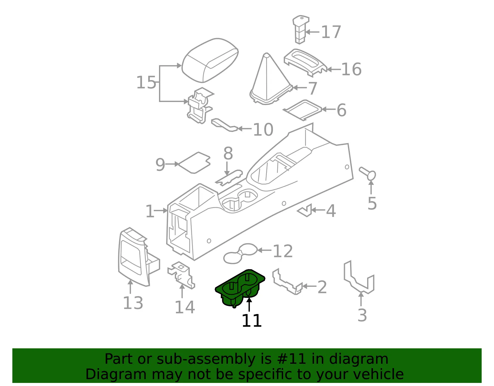 Front Cup-Holder - Kia (84672-2F11087) - view 2