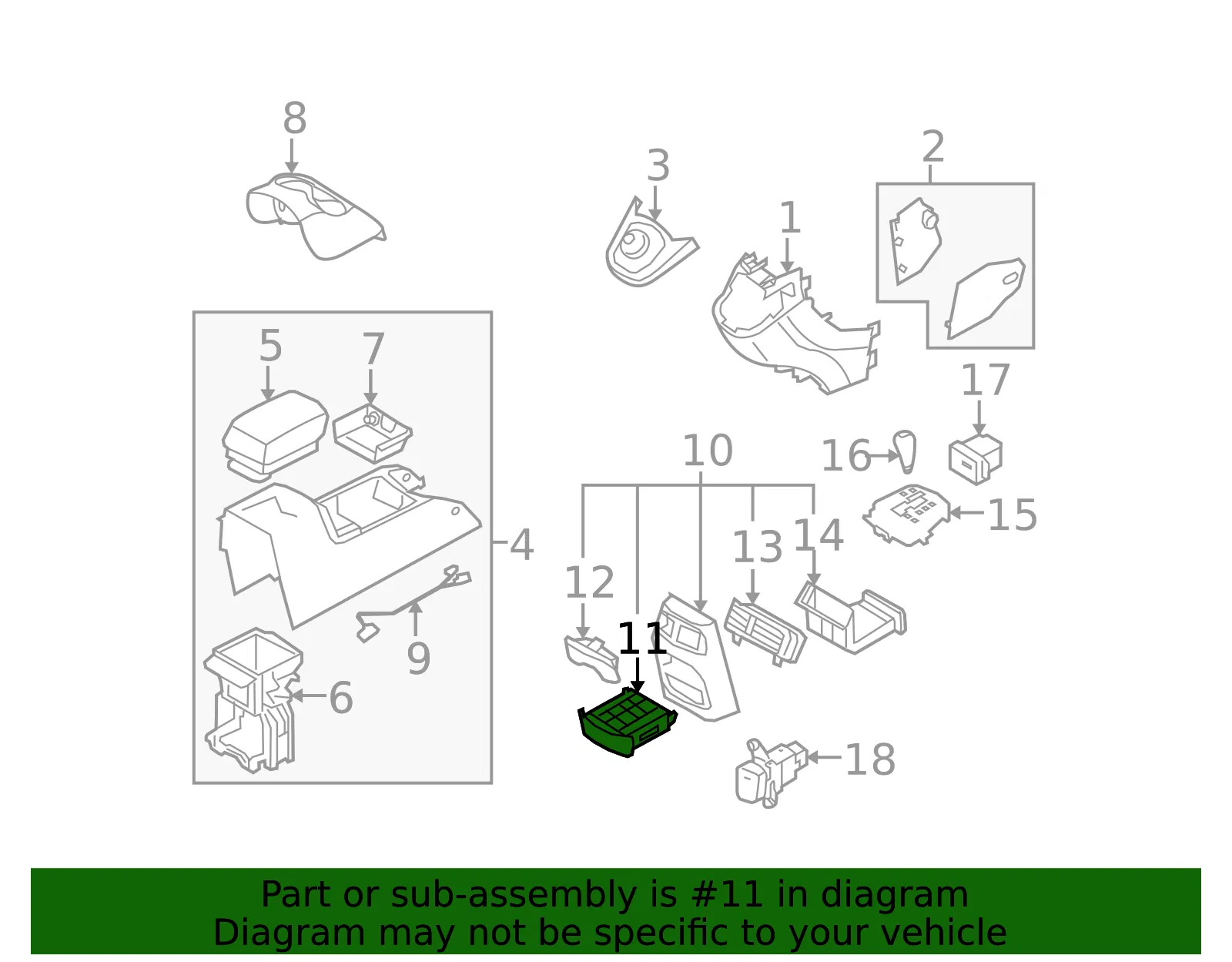 Rear Cup-Holder - Kia (84680-1D000WK) - view 2
