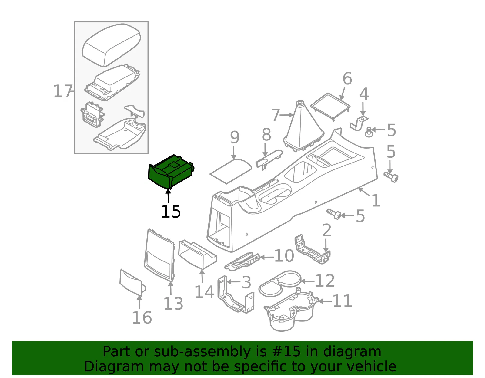 Rear Cup-Holder - Kia (84680-2F101R5) - view 2